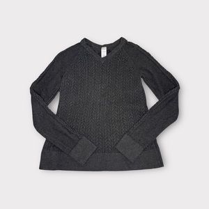 Ivivva By Lululemon Gray Cable Knit Slit Back Best Moments Sweater